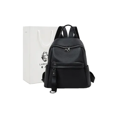 Old Man's Head Рюкзак из крупнозернистой текстуры коровьей кожи женский черный