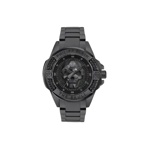 PHILIPP PLEIN Наручные часы Кварцевый механизм Нержавеющая сталь Ремешок 44 мм Черный циферблат Мужские часы