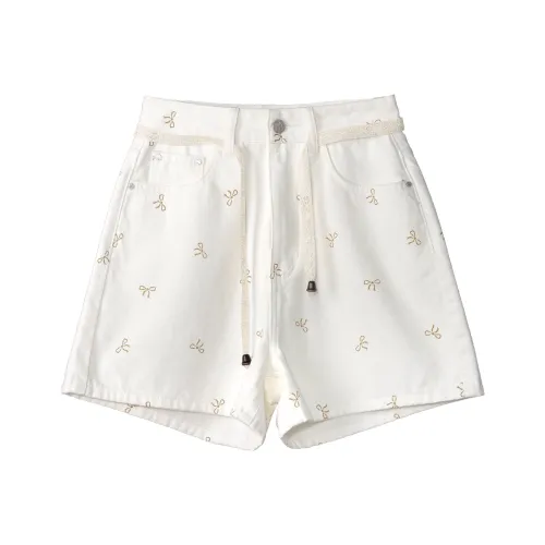 Fstudio Летний Корейский стиль Маленький Сладкий и Пряный Комплект 100% хлопок С принтом Джинсовые шорты Женские