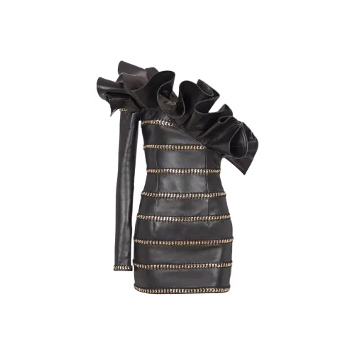 BALMAIN Длинное платье с длинными рукавами женское черное