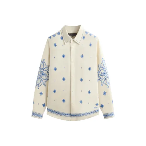 KITH SS25 Сырой Подол Джинсовая Рубашка Apollo Мужская Озеро Цвет