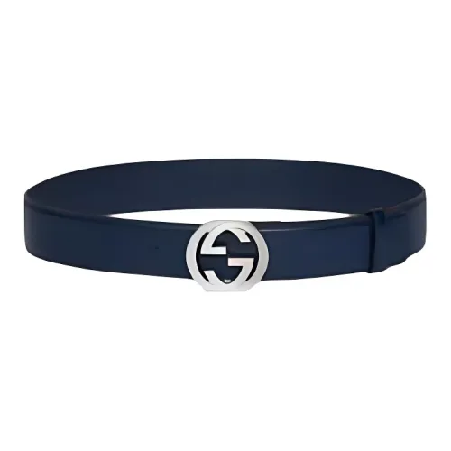 GUCCI Кожаные ремни Унисекс Синий Ширина 4 см