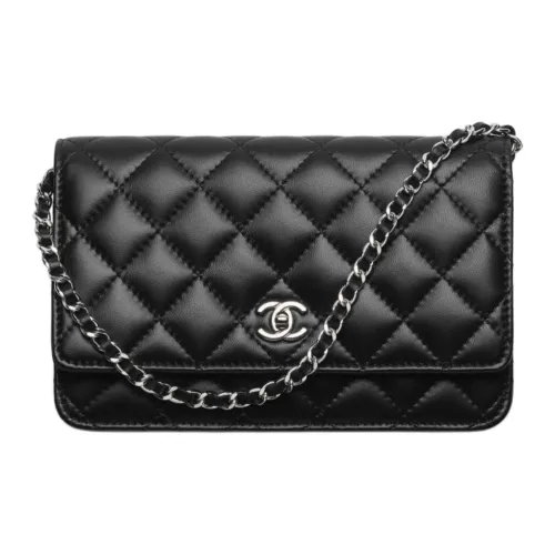CHANEL Кошелек из овечьей кожи, сумка через плечо, стандартная, женская, черная