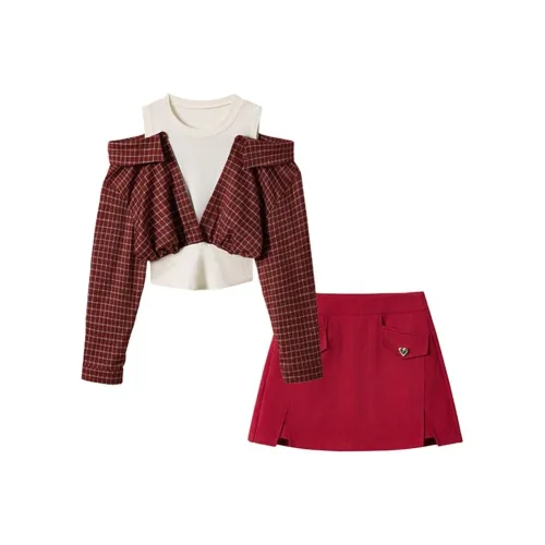 EFCR Красный топ + Короткая юбка Женские комплекты с юбкой