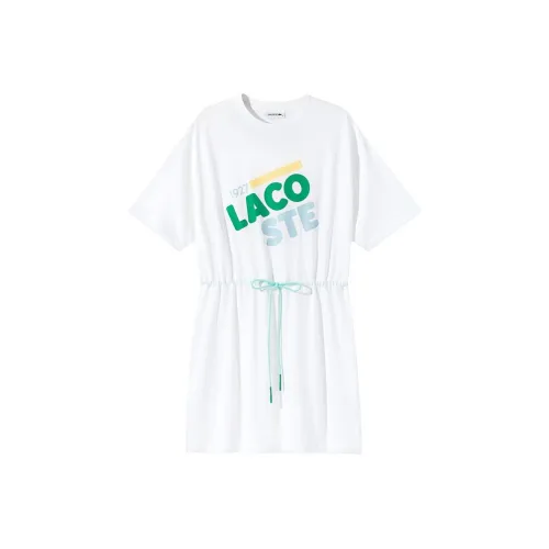 LACOSTE Белое Женское Платье с Коротким Рукавом