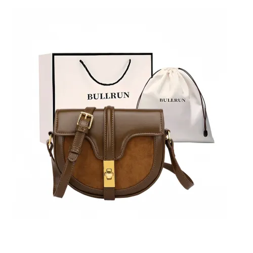 Bullrun Сумка через плечо из микрофибры синтетическая кожа седло женская коричневая