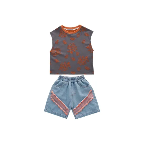 Cotton Gene Повседневная спортивная одежда 2 предмета набор апельсин для детей в возрасте 3-7 лет