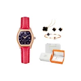 3A364 Звездное Небесное-Красная Кожа Ремень (Титан Стальной Четырехлистный Клевер 3 Упаковки + Оранжевая Коробка + Сумка для покупок)