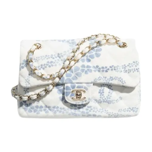 CHANEL COCO Деним Сумка с клапаном Сумка на плечо Обычный Женская Белый и Синий