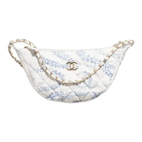 CHANEL COCO Деним Хобо Сумка Сумка через плечо Большая Женская Белая и Синяя