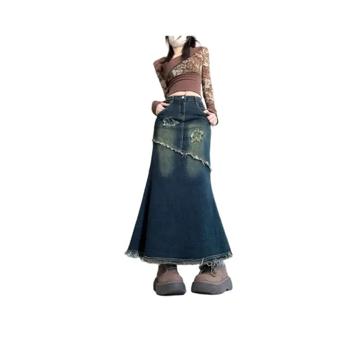 YEARNED Деним Длинная Юбка Женская