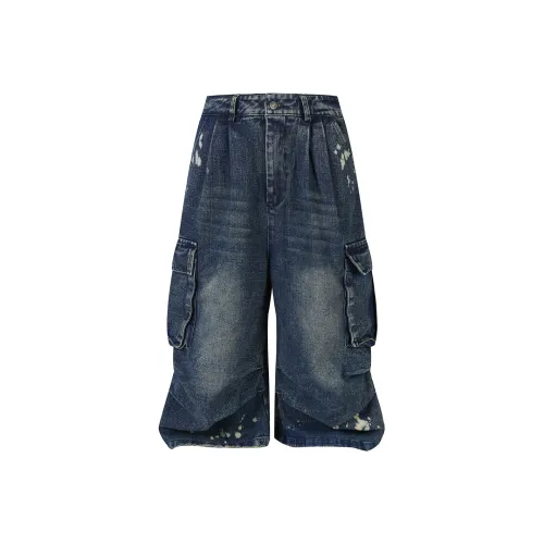 KLAMMKICKS Темно-синие унисекс джинсовые шорты