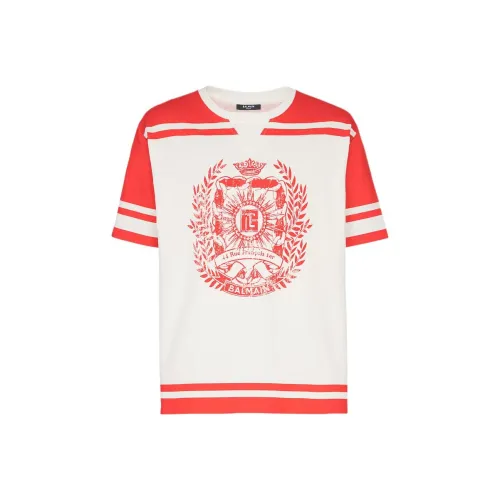 BALMAIN Red Men's T-Shirts BALMAIN Красные Мужские Футболки