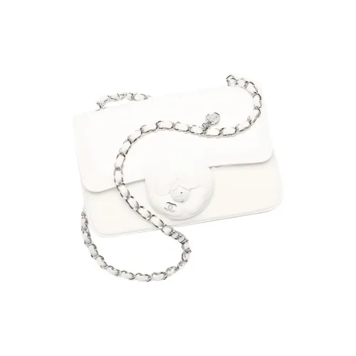 CHANEL Голень Лакированная кожа Камелия Сумка с клапаном Сумка через плечо Маленькая Сумка Женская Белая