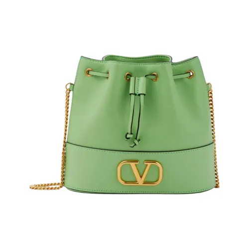Valentino Vlogo Signature Кожа Ведрообразная Сумка через плечо Женская Зеленая