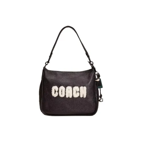 COACH Cary Кожа Тоут Сумка Сумка для покупок Сумка Сумка через плечо Женская Олово Черный