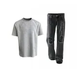 Комплект одежды [Серая футболка + Черные штаны]