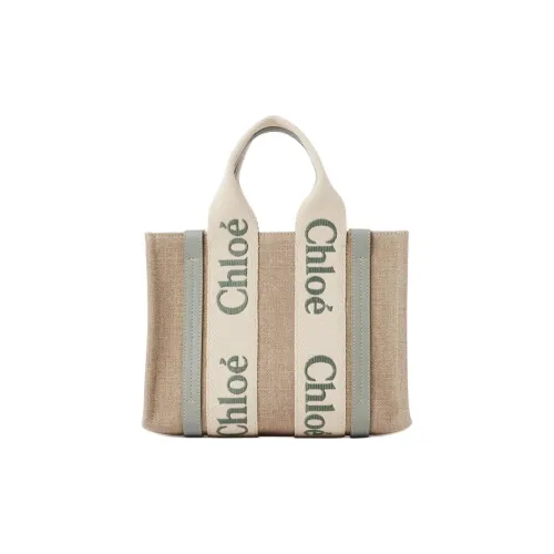 Chloe Woody Linen Bag Small Women's Blue Green