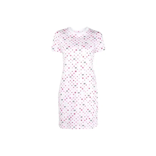 Chiara Ferragni Белое Женское Короткое Платье с Рукавами