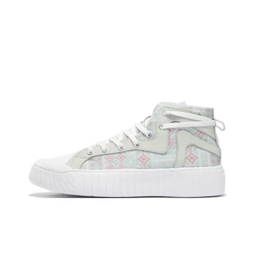 361° Покрытие Slip-Resistant High Top Скейтборд Кроссовки Женские Серый Красный