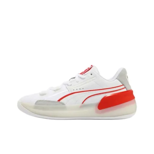 PUMA Clyde Hardwood Slip-Resistant Abrasion-Resistant Low-Top Баскетбольные кроссовки Унисекс Белый Красный
