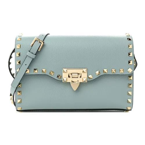 Valentino Rockstud Кожа Сумка через плечо Сумка на плечо Маленькая Женская Светло-синяя
