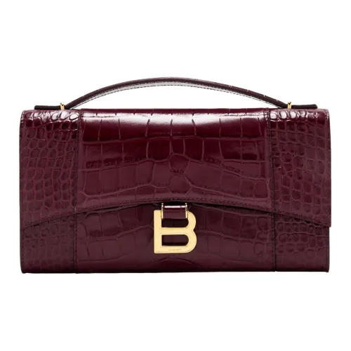 Balenciaga Hourglass Телячья кожа Сумка Женская Бордовый Красный