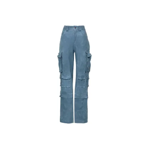 SALVATORE SANTORO Кожаные брюки Женские Стальной синий