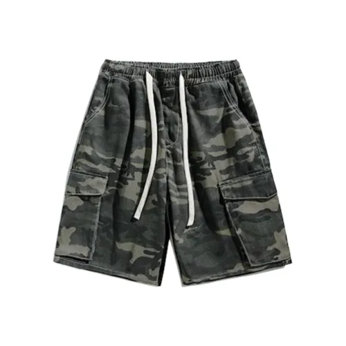 YOUSEKOO Зеленый камуфляж Унисекс Джинсовые шорты