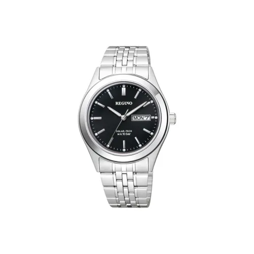 CITIZEN REGUNO Collection Солнечный кварцевый механизм механизм нержавеющая сталь ремешок часы 37,5 мм мужские часы черный циферблат