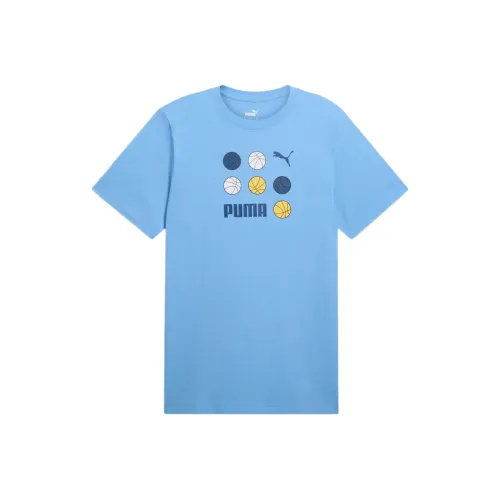 PUMA GRAPHICS BBall T Рубашка Мужская Светло-Синяя