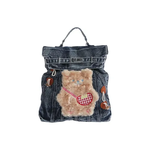 Ceion Keust Холст Рюкзак Стандартный Женский Джинсовый Синий