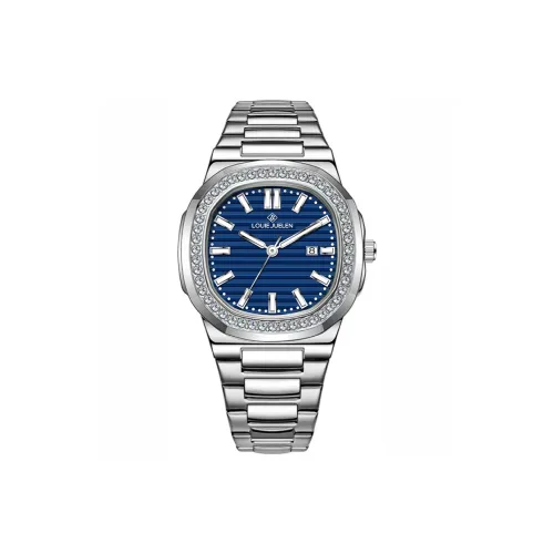 LOUIE JUELEN Кварцевый механизм ремешок из нержавеющей стали мужские часы синий циферблат