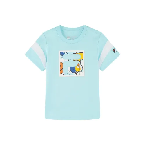 FILA KIDS x KUAJIE LIANMINGKUAN Рубашка Светло-Морской Синий для Детей Возрастом 3-7 Лет