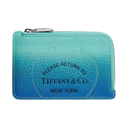 TIFFANY CO. Return To Tiffany Collection Taurillon Кожаный держатель для карт Женский Бесконечный Синий