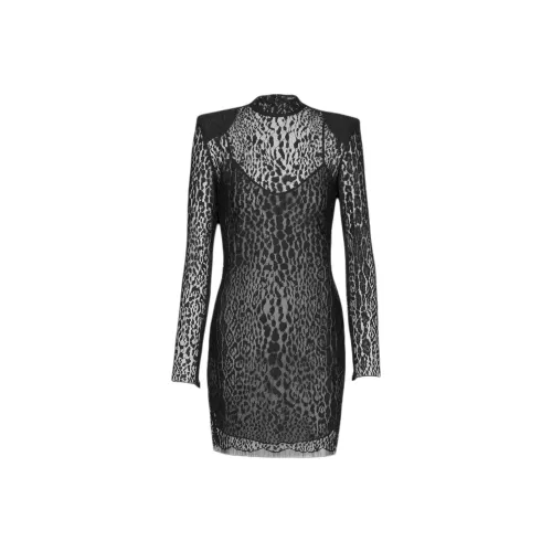 BALMAIN Длинное платье с длинными рукавами женское черное