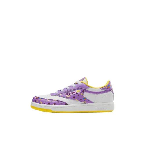 Reebok Club C Детские Скейтбординги Низкий Топ Белый/Фиолетовый Для Детей Дошкольный