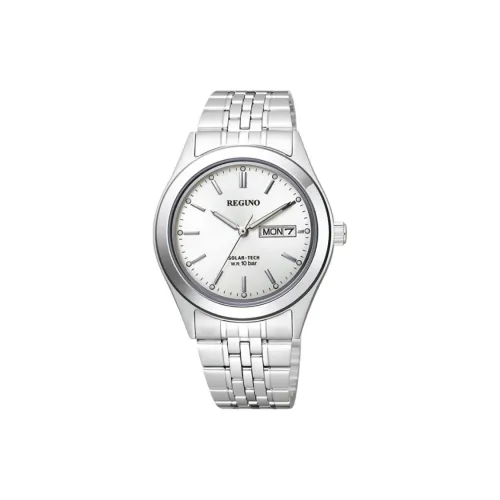 CITIZEN REGUNO Collection Солнечный кварцевый механизм нержавеющая сталь ремешок часы 37,5 мм мужские серебряный циферблат