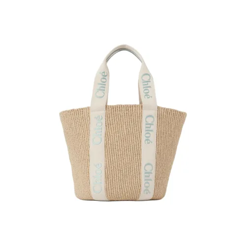 Chloe Woody Paper One Shoulder Bag Large Women's Blue Green