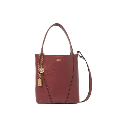 Chloe SPIN Коровья кожа Тоут Сумка Сумка для покупок Сумка на плечо Сумка Маленькая Женская Темно-розовая