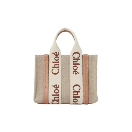 Chloe Woody Linen Tote Bag Shopping Bag Shoulder Bag Crossbody Bag Small Women's Forest Orange