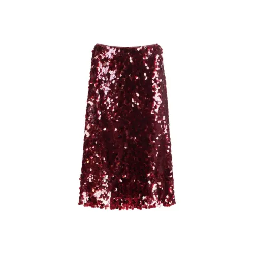 VINCE Повседневный Длинный Юбка Женские Красный