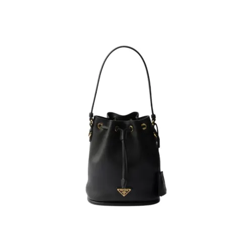 PRADA Телячья кожа Ведрообразная сумка Сумка через плечо Мини сумка Женская Черная