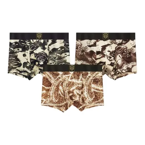 SHIQINUO Коричневый Абстрактный + Черный Белый Абстрактный + Вращающийся Узор Мужские Боксеры