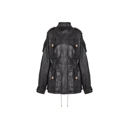 BALMAIN SS25 Кожа Куртка Женская Черная
