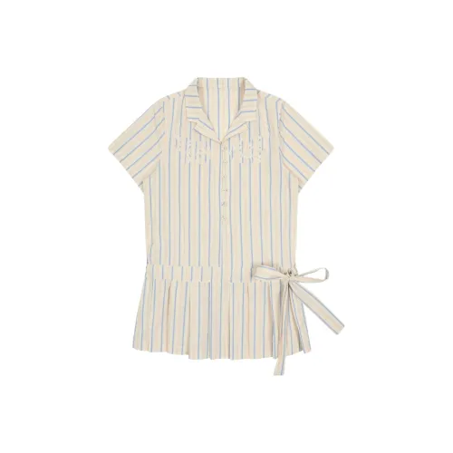 MostwantedLab Светло-лимонный цвет Желтый Полосы Женские Рубашки