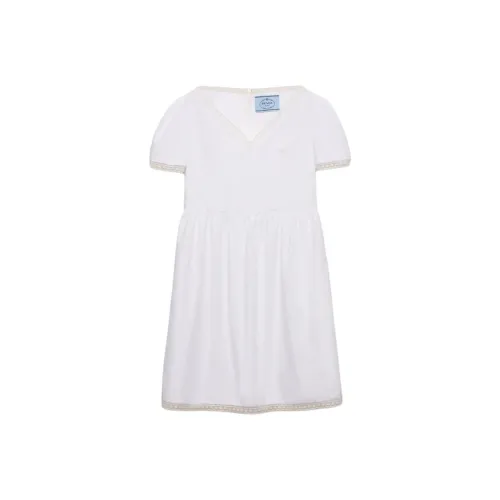 PRADA FW25 Короткий рукав Платье Женское Белое