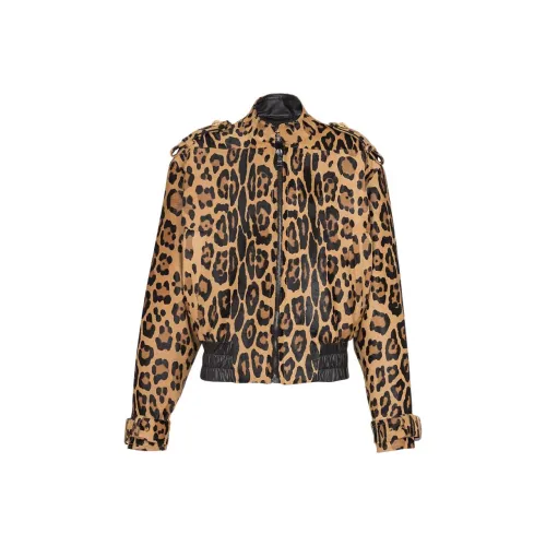 BALMAIN Кожа Куртка Женская Коричневая