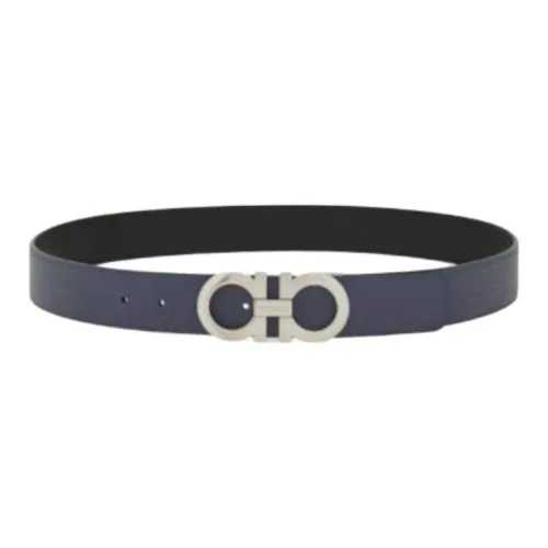 FERRAGAMO Телячья кожа Кожаные ремни Мужской Синий Ширина 3 см