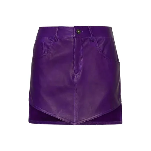 SALVATORE SANTORO Кожаные короткие юбки Женские Фиолетовый